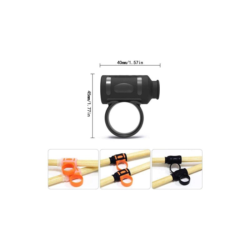 VOBRAMY 2pcs Drum Stick Control Clip Finger Ring Anti Slip Drumsticks Accessories For Drummer Beginners Practice - Black - Image 3